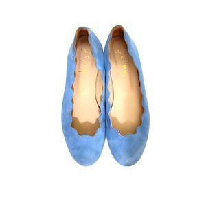 French Sole FS/NY Baby Blue Scalloped Ballerina Flats Size 7.5